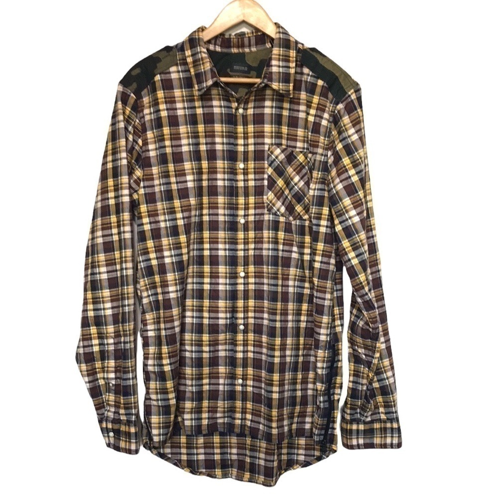 BUFFALO David bitton slim stretch sooter-x plaid shirt amarillo camo Size L